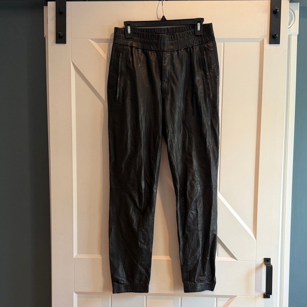 J.Lindeberg Midnight Black Leather Trousers
